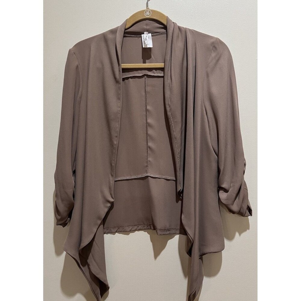 Mae 3/4 Ruched Sleeve Open Cardigan ~ Size Large